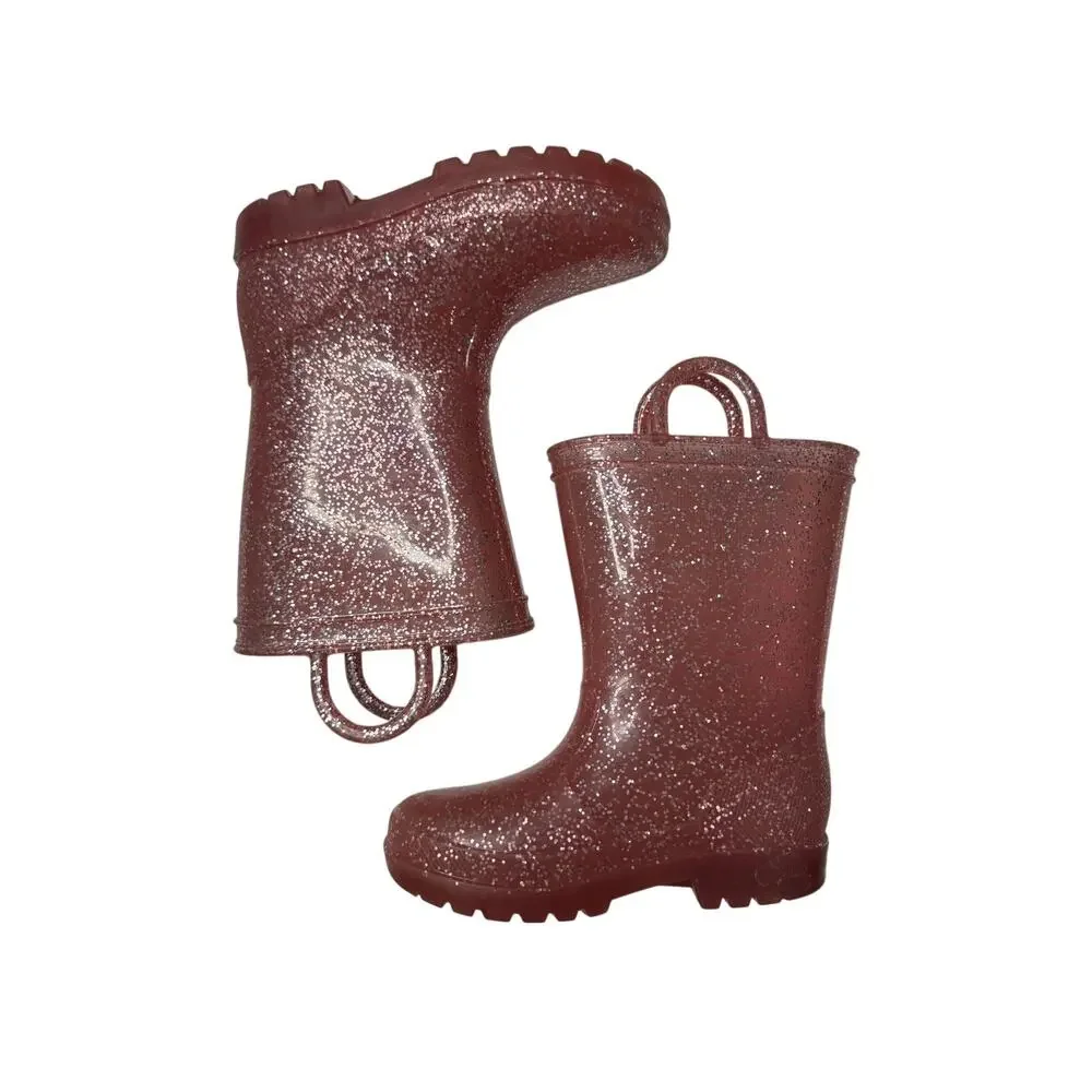 Zoogs Pink Silver Glitter Rain Boots - Girls Size 10 - Sparkly